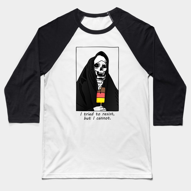 Nun & The Popsicle Temptation Baseball T-Shirt by sadpanda